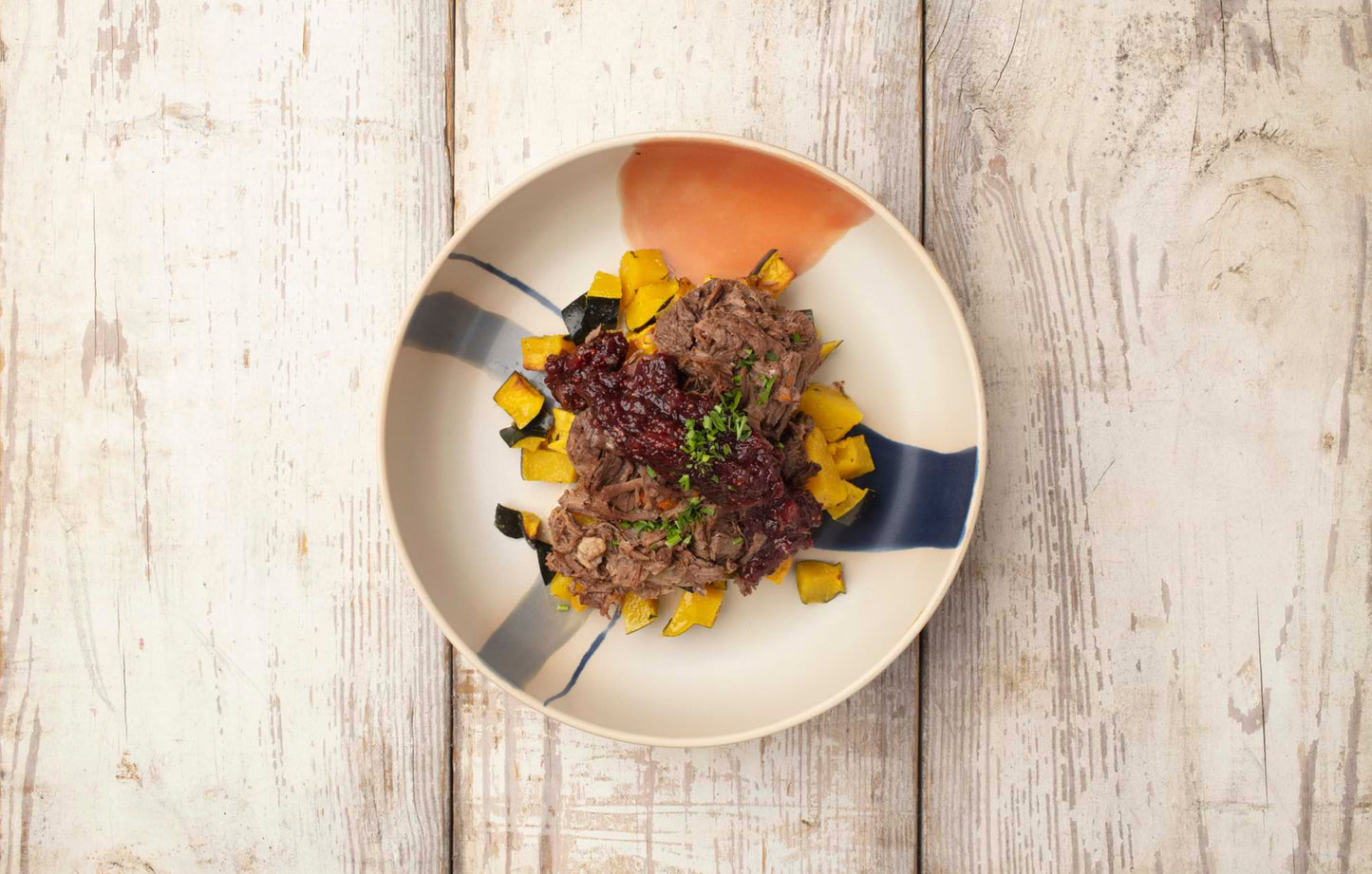 Braised Beef with Pumpkin and Cranberry Sauce