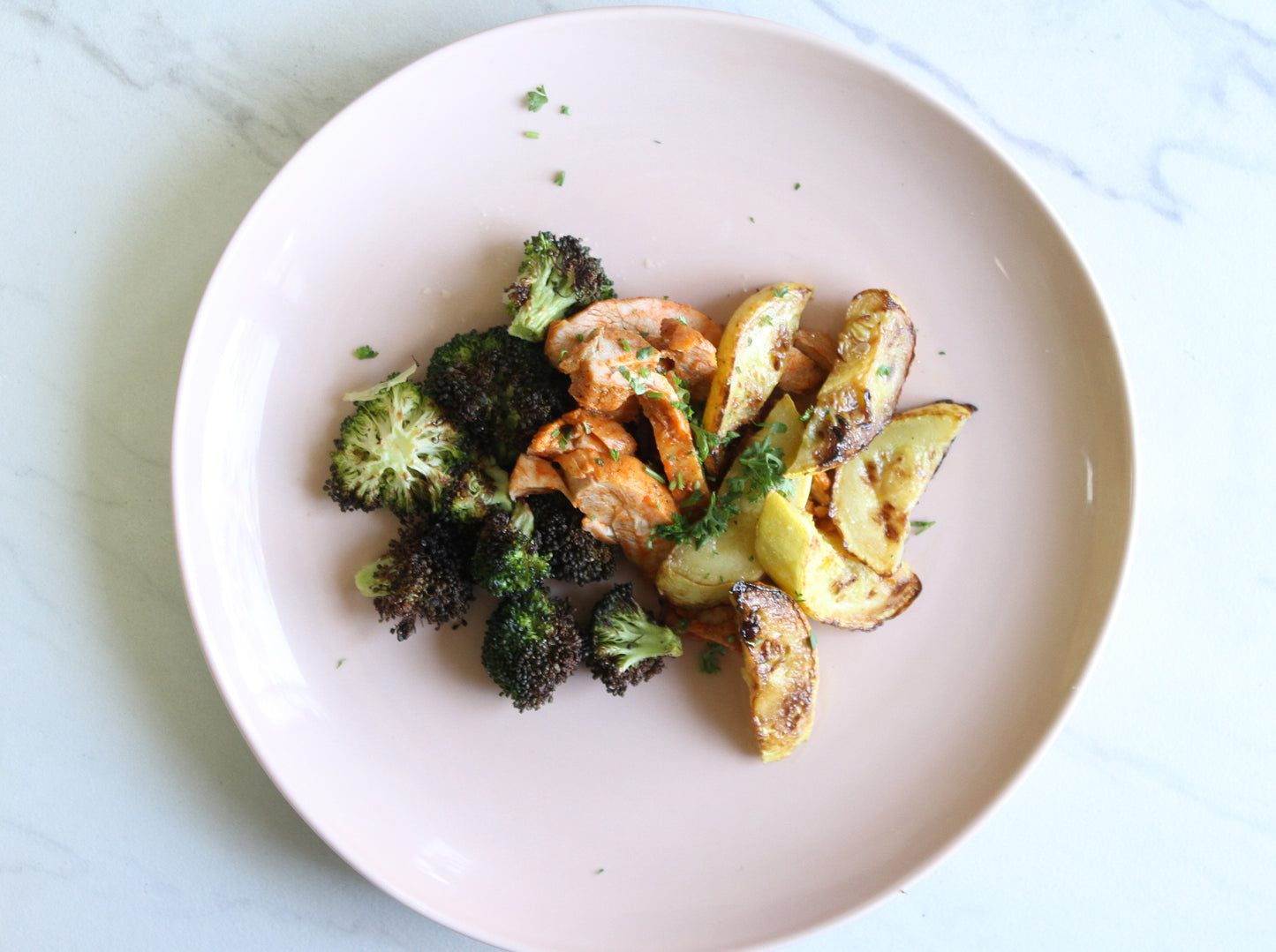 Buffalo Chicken with Broccoli and Sautéed Yellow Squash