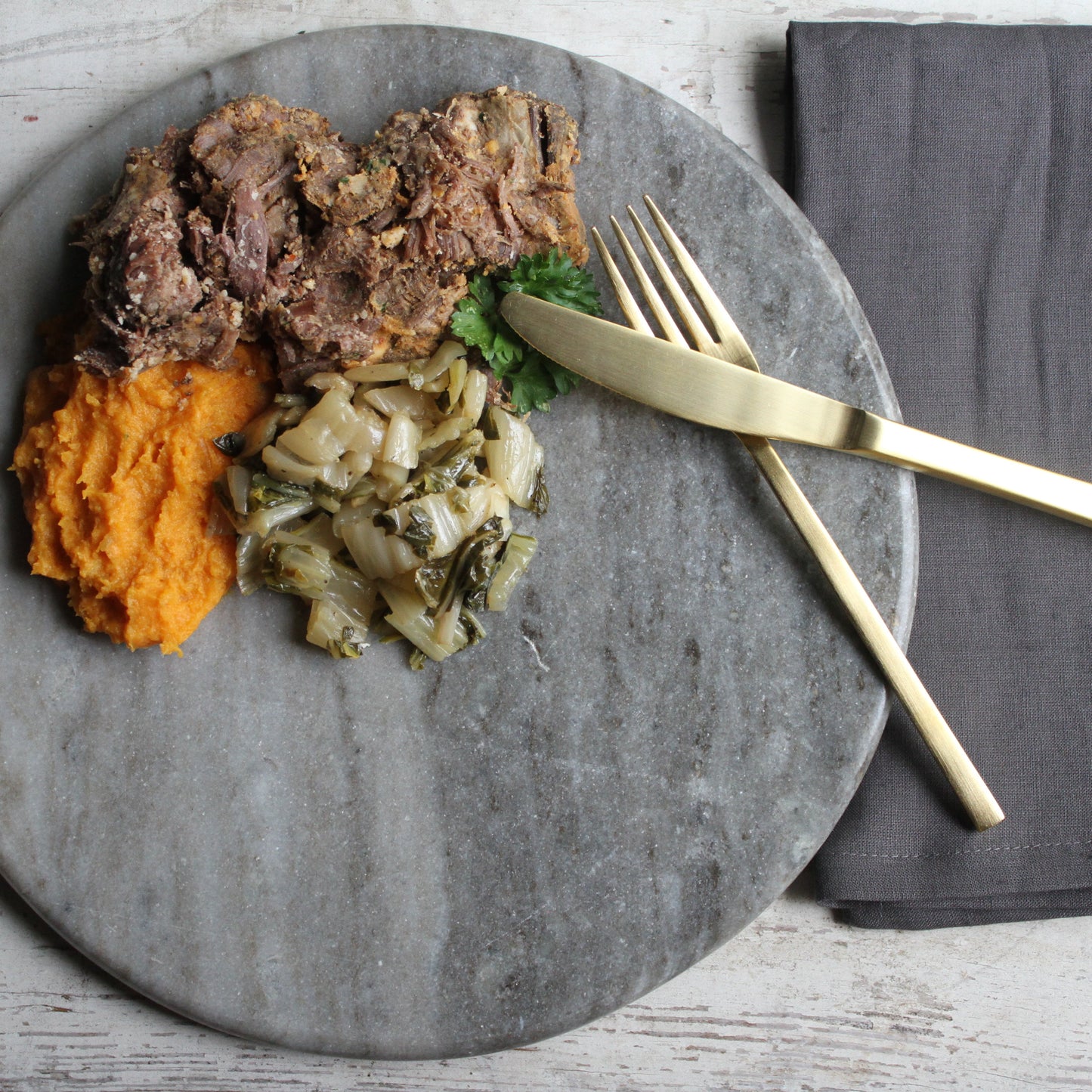 Adobada Braised Short Rib with Sweet Potato Mash and Bok Choy - Pete's Real Food