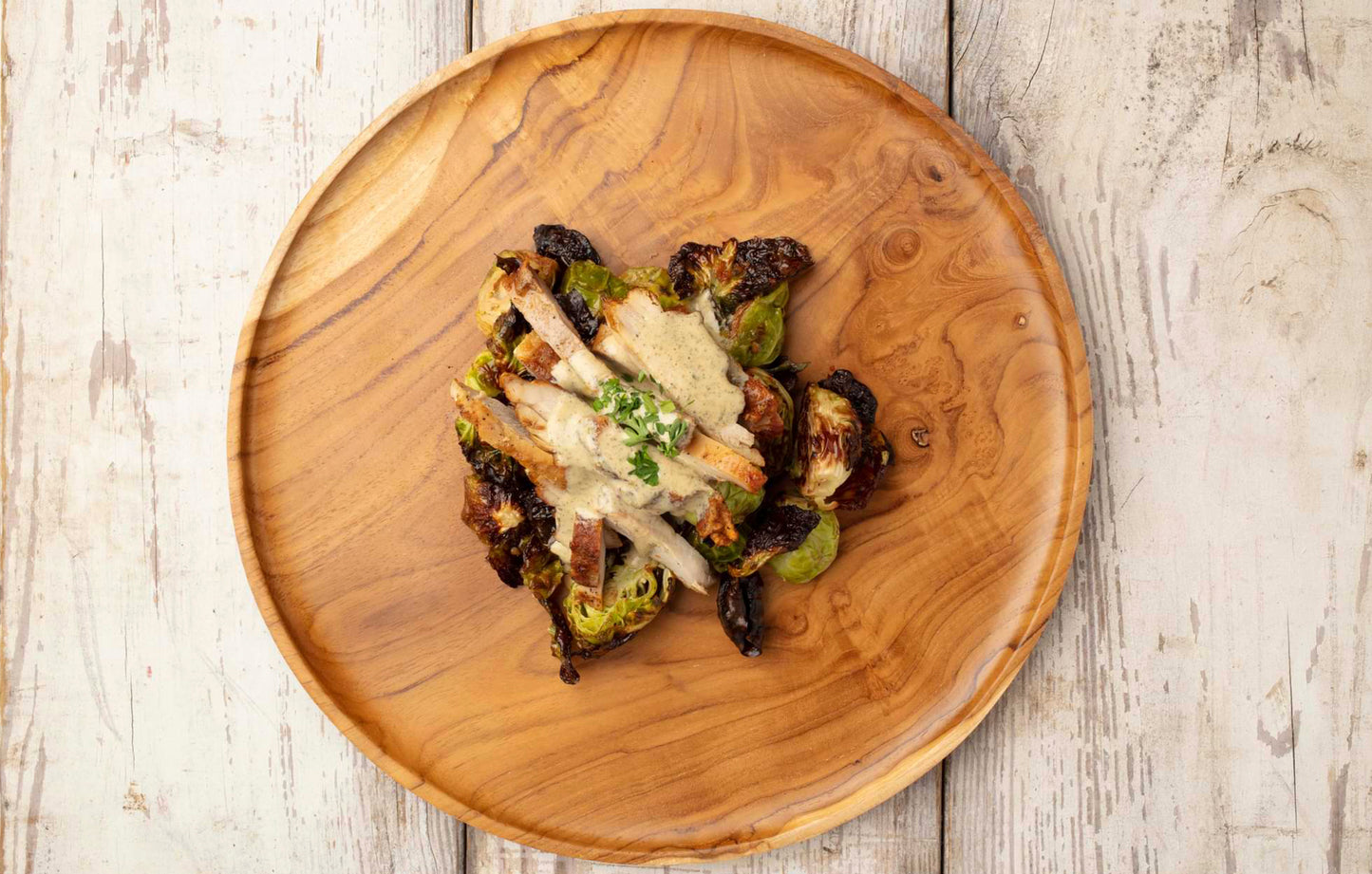 Roasted Chicken with Lemon Herb Caper Sauce and Brussel Sprouts