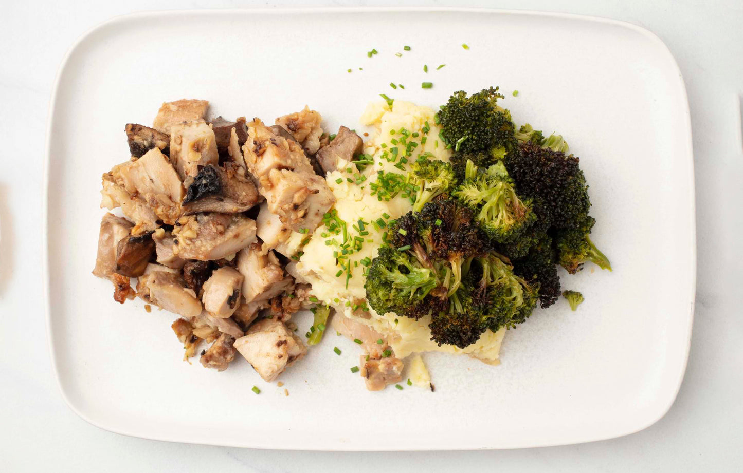 White Truffle and Portobello Chicken Thighs with Chive Mashed Potato and Broccoli