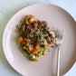 Braised Chicken with Roasted Tomato Salad and Avocado Hummus