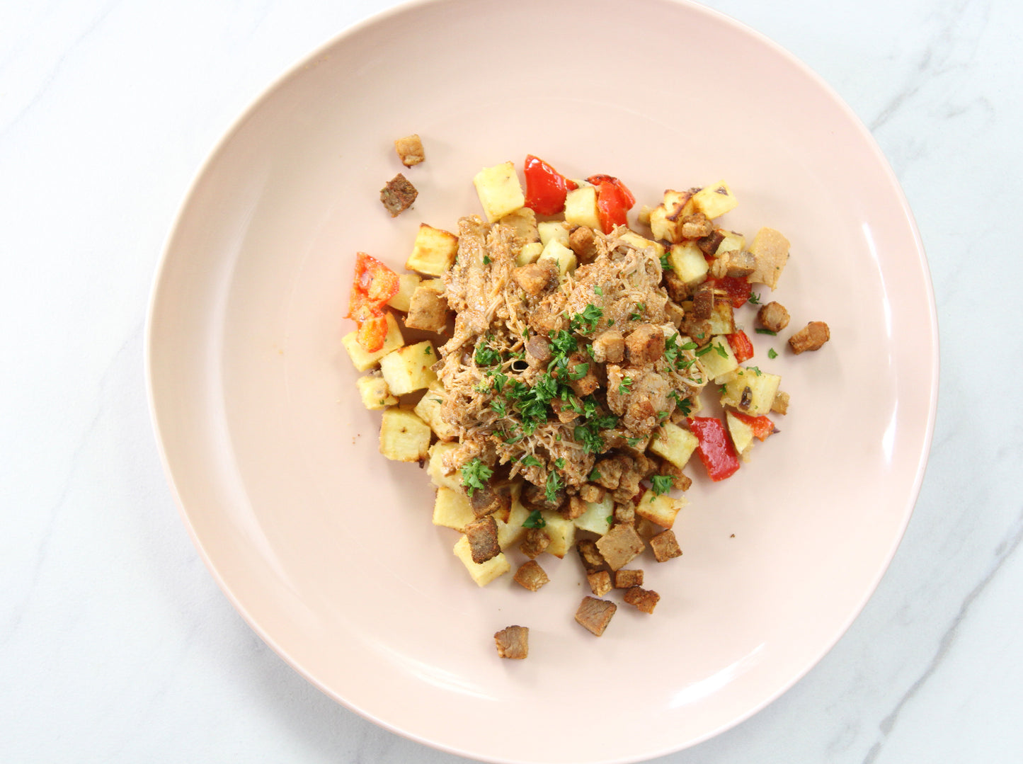 Salsa Verde Chicken with Sweet Potato and Bacon Crumble