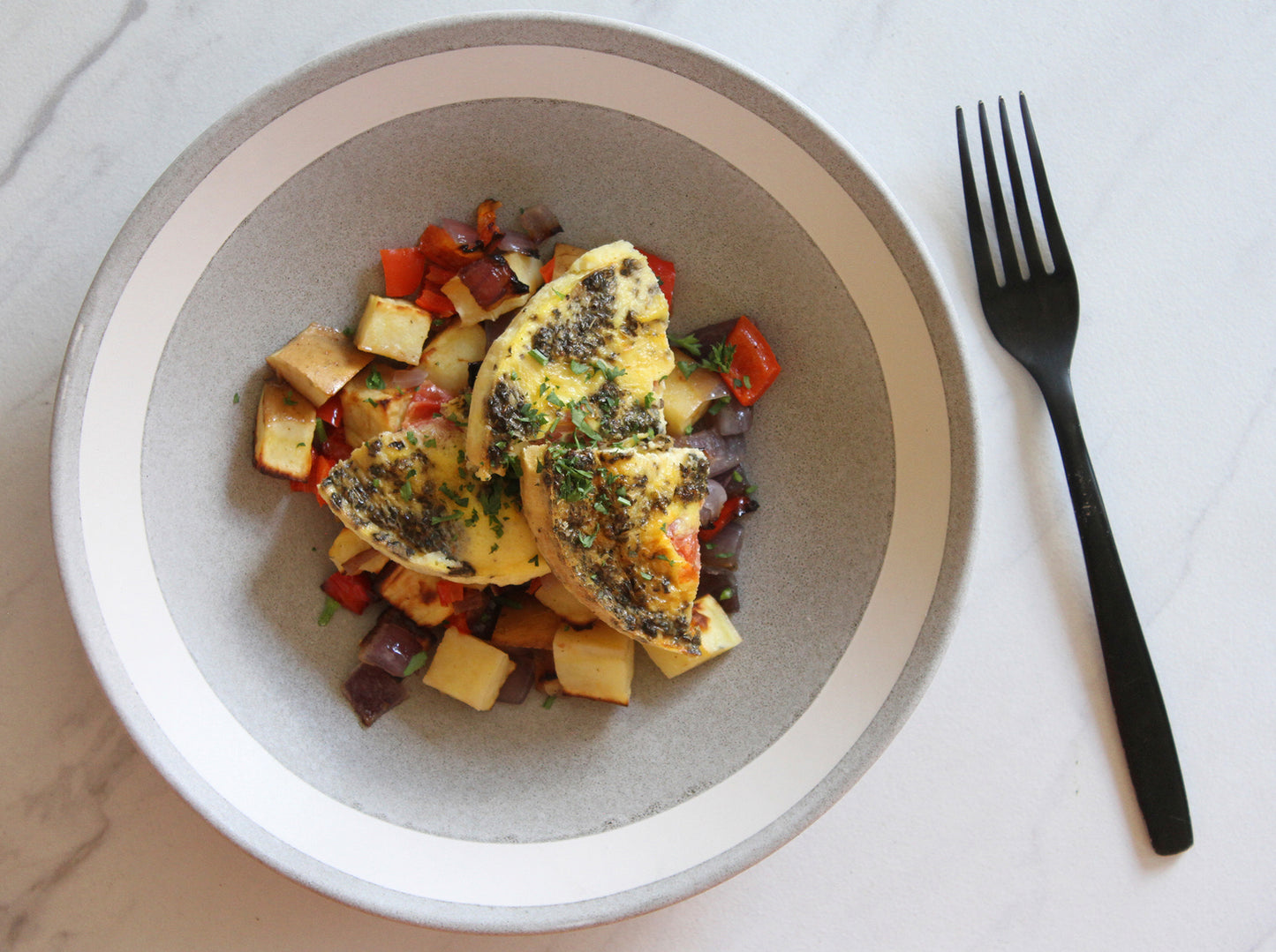 Tomato Basil Bake with Yukon Hash
