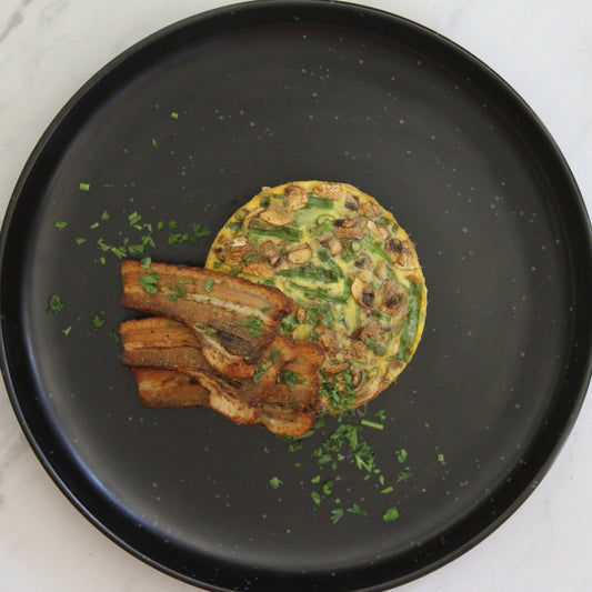 Mushroom and Leek Frittata with Bacon and Sautéed Spinach - Pete's Real Food