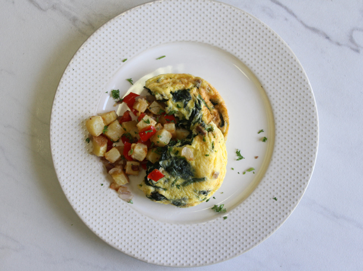 Mini Breakfast Omelet with Sweet Potato Hash