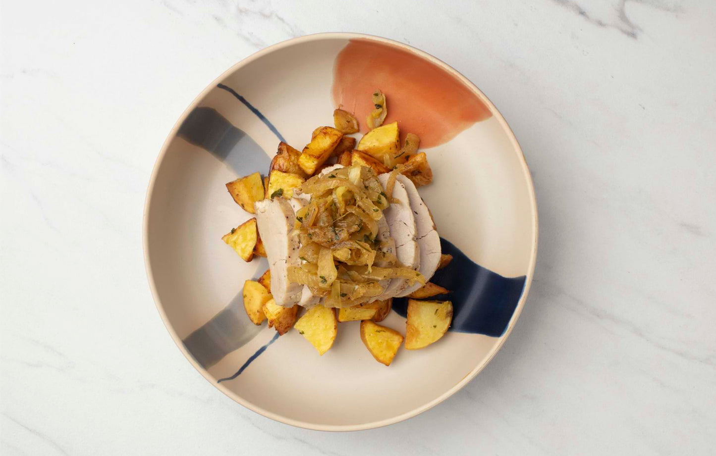 Fennel Oil Pork Tenderloin with Caramelized Fennel and Roasted Potatoes