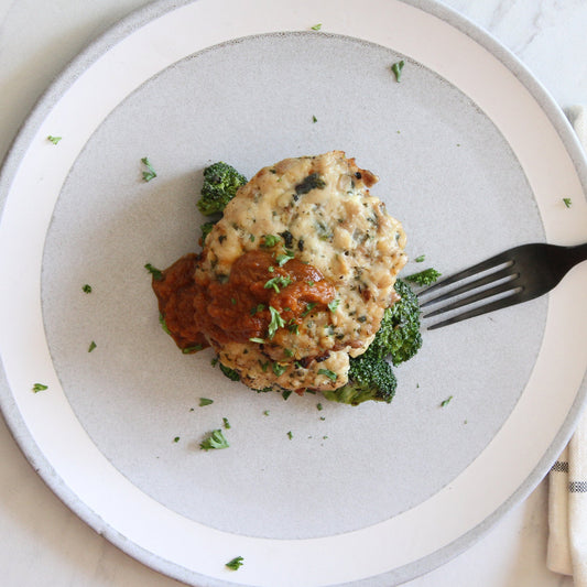 BBQ Chicken Patties with Roasted Broccoli and AIP BBQ Sauce - Pete's Real Food