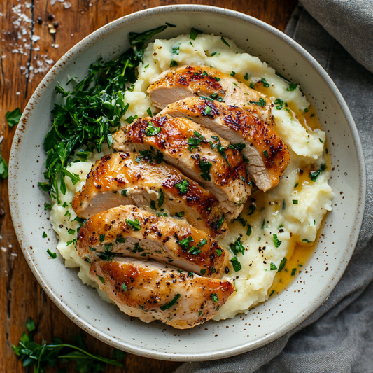 Chicken Florentine with Garlic Mashed Sweet Potatoes - Pete's Real Food