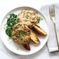 -Mushroom Herb Chicken Patties with Roasted Turnips & Sauteéd Spinach