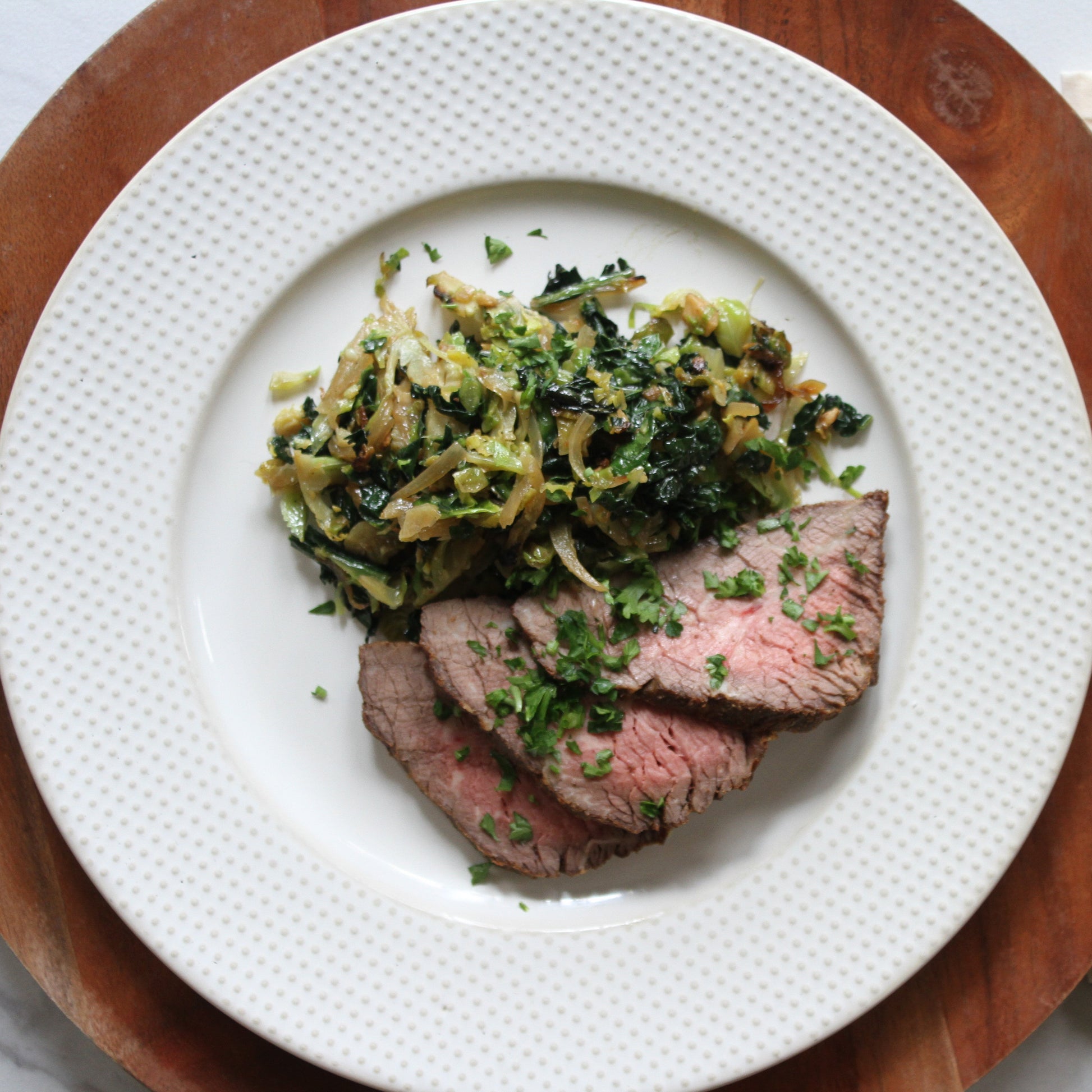 Brussels and Kale Hash with Steak - Pete's Real Food