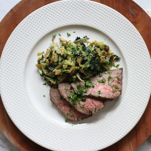 Brussels and Kale Hash with Steak - Pete's Real Food