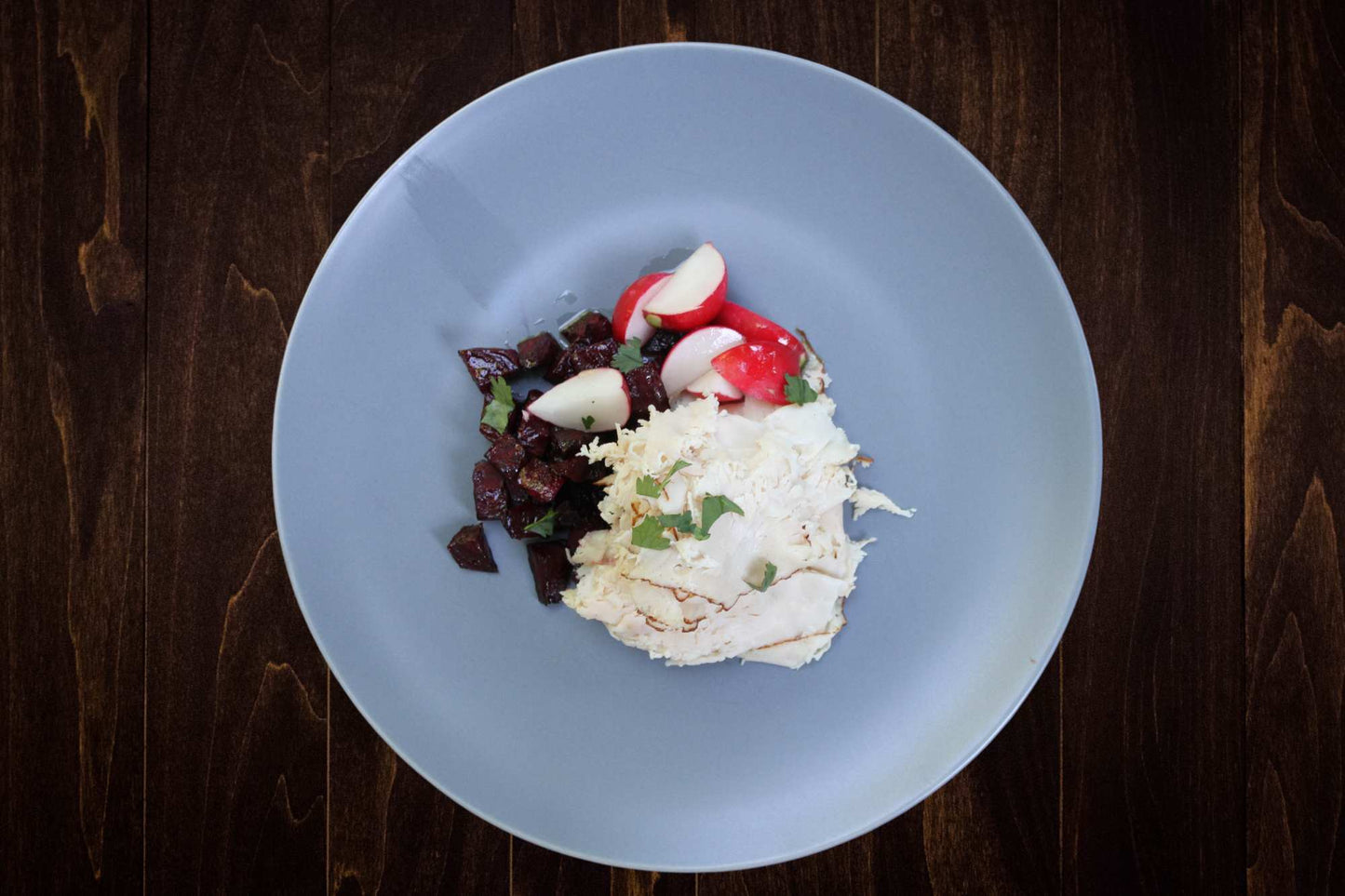 Citrus and Sage Shaved Turkey with Beets and Radishes