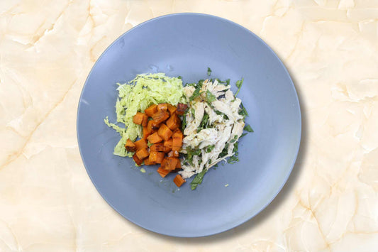 Chimichurri Chicken with Rosemary Garlic Sweet Potato Wedges and Cabbage Slaw