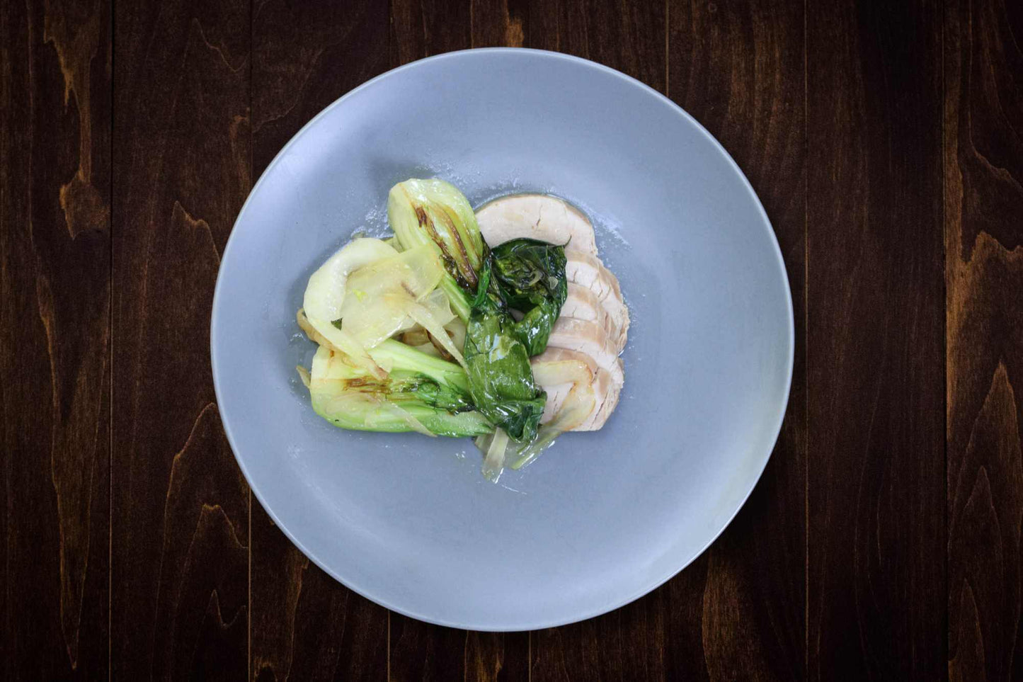 Orange Zest Chicken with Shaved Fennel, Shallot and Bok Choy