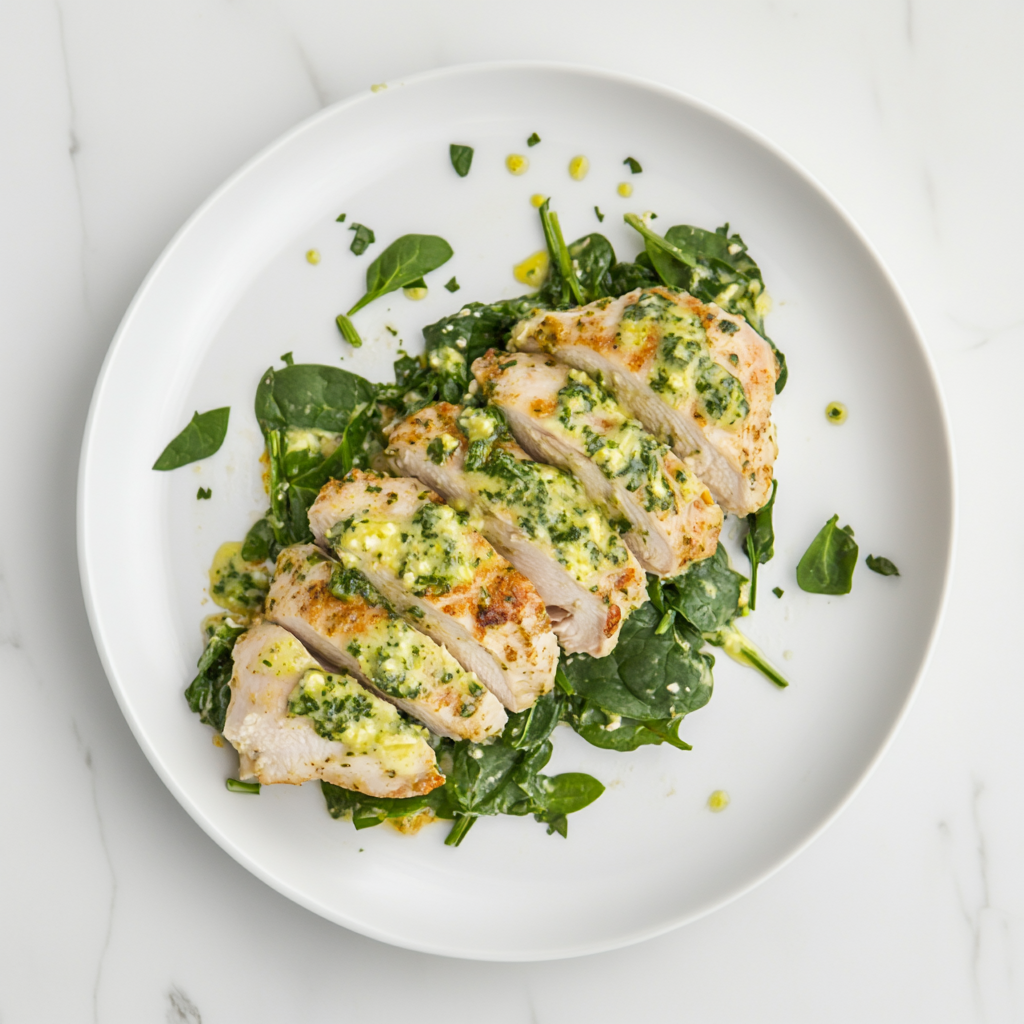 Pesto Chicken with Spinach - Pete's Real Food