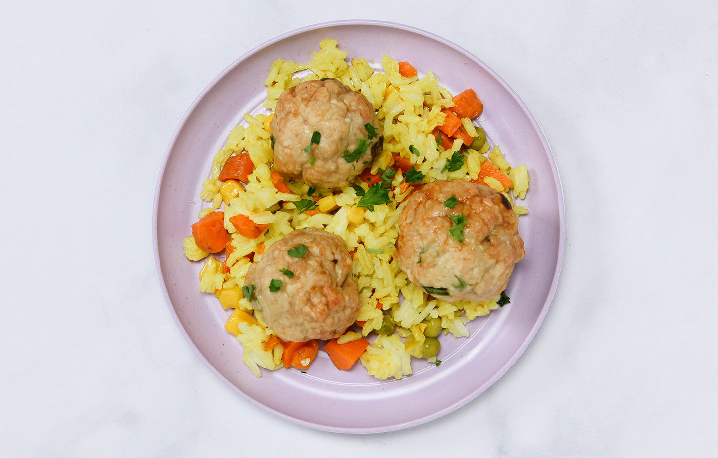 KIDS LUNCH: Chicken Meatballs with Fried Rice