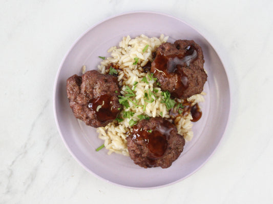 KIDS LUNCH: “Loco Moco” Teriyaki Patties with Brown Rice