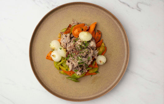 Thyme Braised Pork with Provencal Vegetables and Braised Cipollini Onions