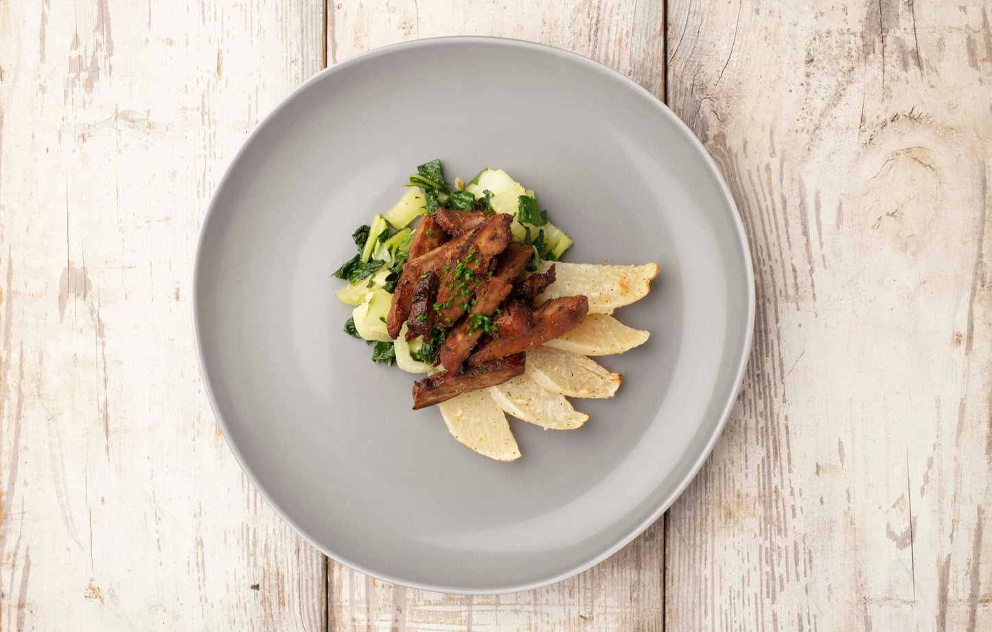 Teriyaki Chicken with Bok Choy and Daikon Radish